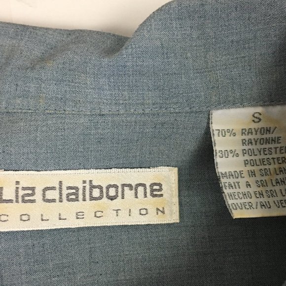 VTG Liz Claiborne Collection Blue Long Sleeve Blouse 90s - Picture 9 of 14